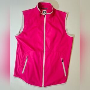 Footjoy Athletic Vest Womens Size Large Pink White Full Zip